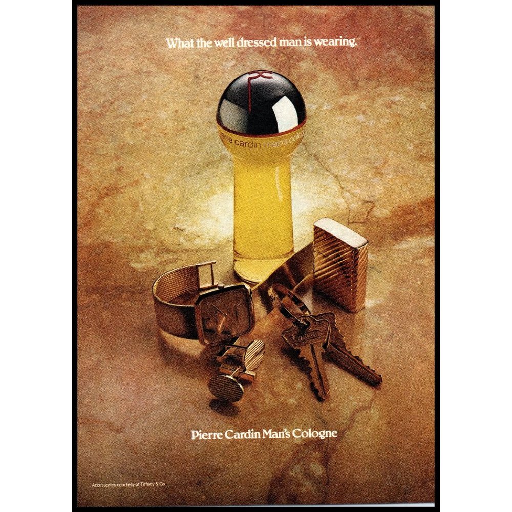 1976 Pierre Cardin Man's Cologne Vintage Print Ad 70s Fashion Zippo Wall Art